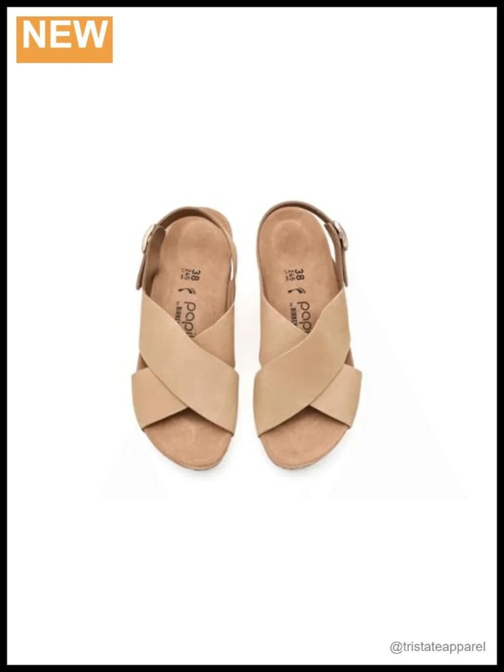 Nubuck Leather Wedge Sandal – Cork Footbed, Adjustable Buckle, Slingback